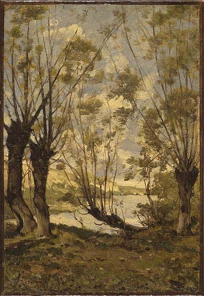 Henri Harpignies Willows on the Banks of the Loire